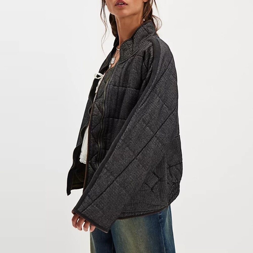 Free People Dolman Quilted Textured Denim Jacket NWT - Picture 3 of 9